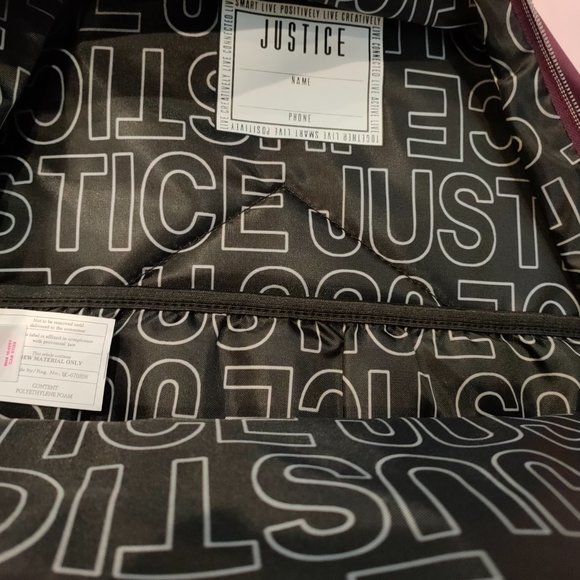 JUSTICE girls purple sparkle backpack - NEW with tags - Picture 2 of 3